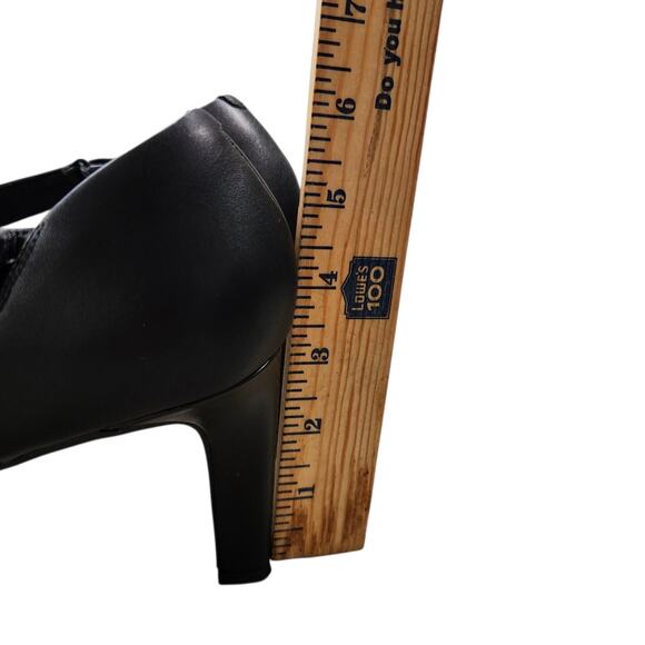 CLARKS BLACK MARY JANE HEELS SZ 10 COMFORT WORK CHUNKY STRAPPY HOLIDAY DATE - Picture 6 of 11